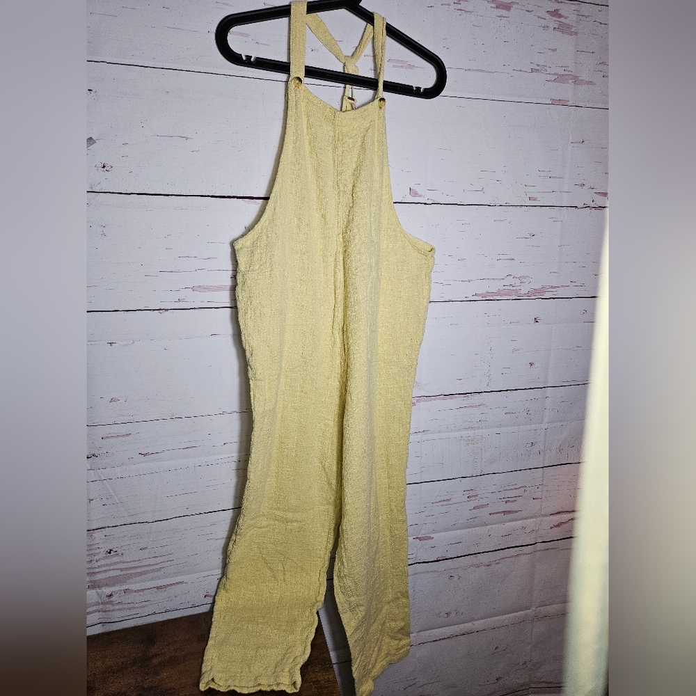 Free People Yellow Sezanne Textured Sleeveless Jumpsuit
